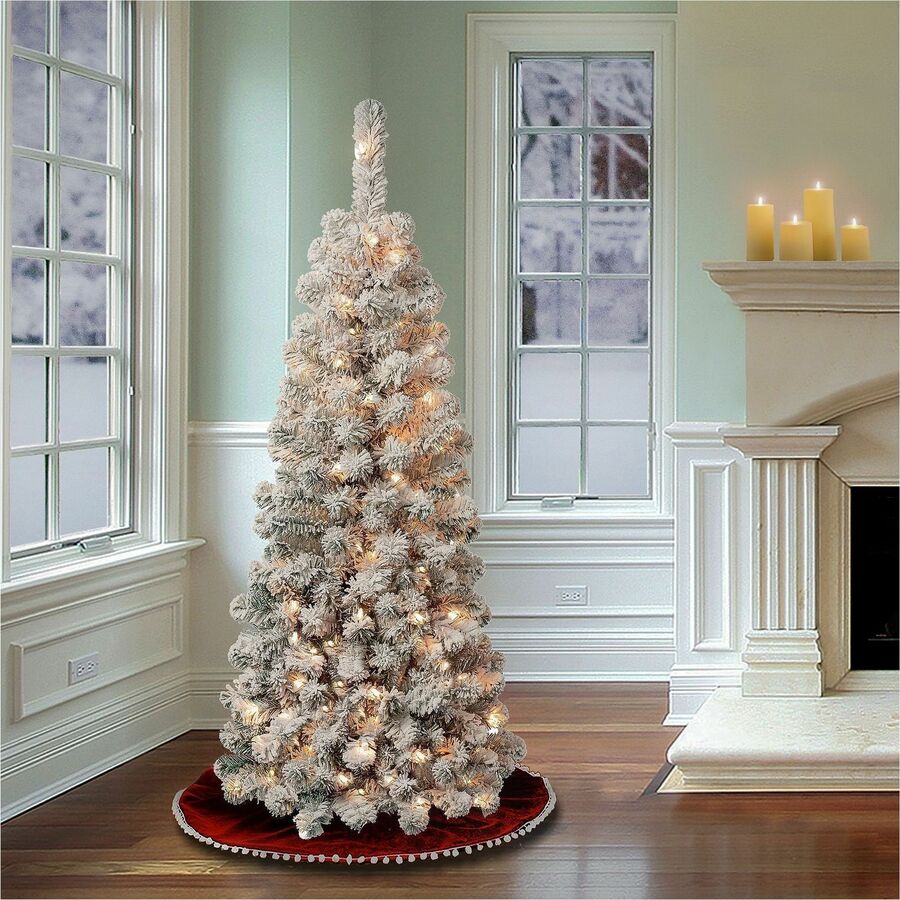National Tree Acacia Pre-Lit Christmas Tree, Green, 4.5 ft, 100 Clear Lights, Includes Metal Stand, 1 Each