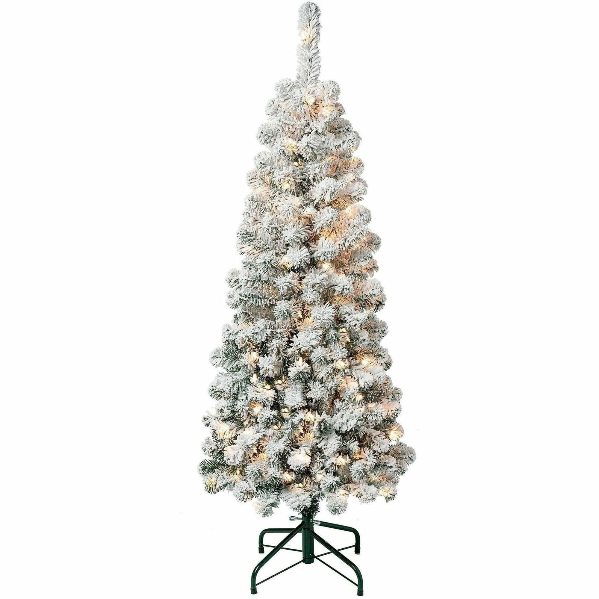 National Tree Acacia Pre-Lit Christmas Tree, Green, 4.5 ft, 100 Clear Lights, Includes Metal Stand, 1 Each