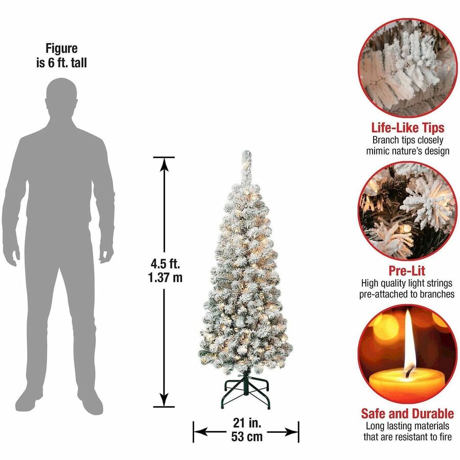 National Tree Acacia Pre-Lit Christmas Tree, Green, 4.5 ft, 100 Clear Lights, Includes Metal Stand, 1 Each