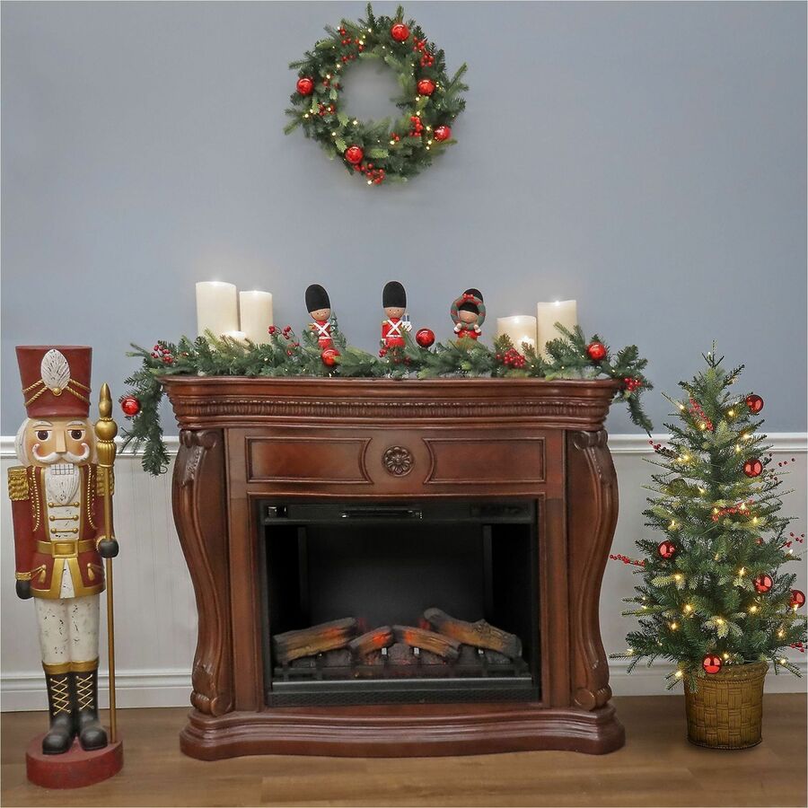 National Tree Scotch Creek Fir 3-Piece Wreath & Garland Set, Pre-Lit with Warm White LED Lights, Green, 1 Set