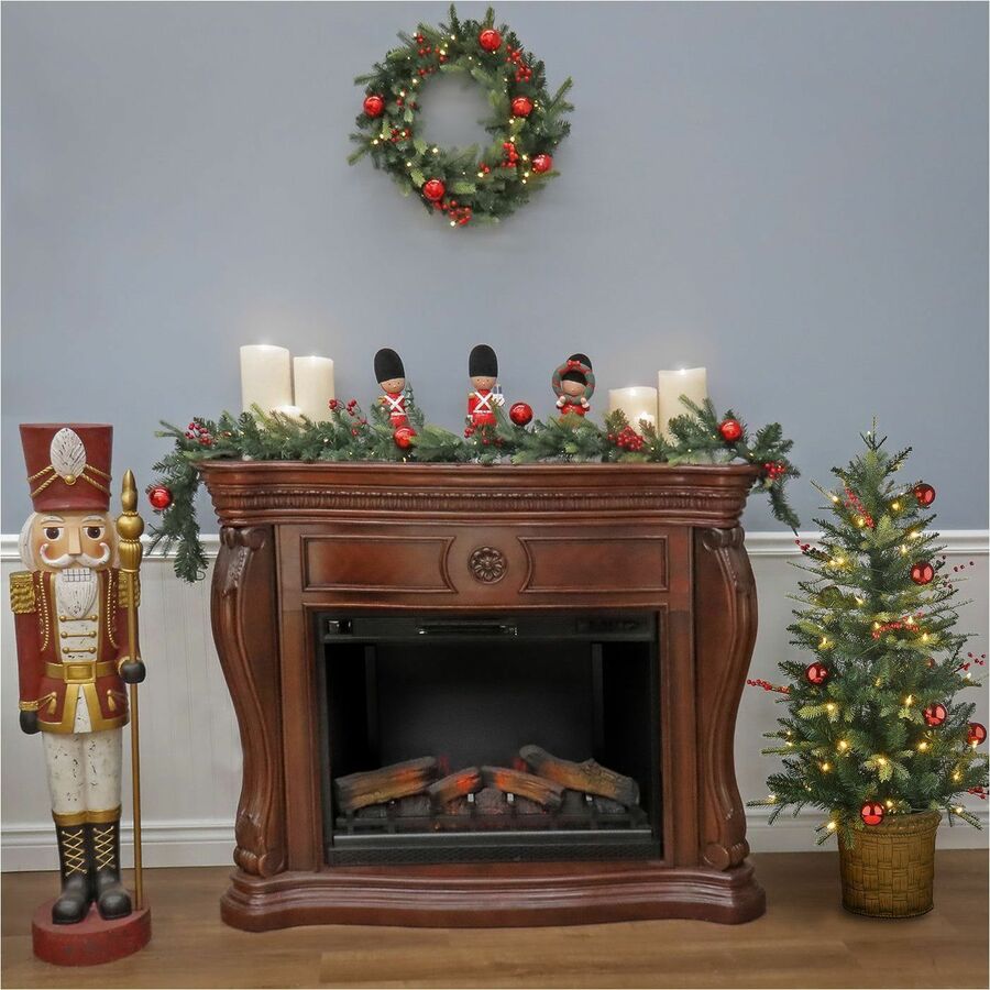 National Tree Scotch Creek Fir 3-Piece Wreath & Garland Set, Pre-Lit with Warm White LED Lights, Green, 1 Set