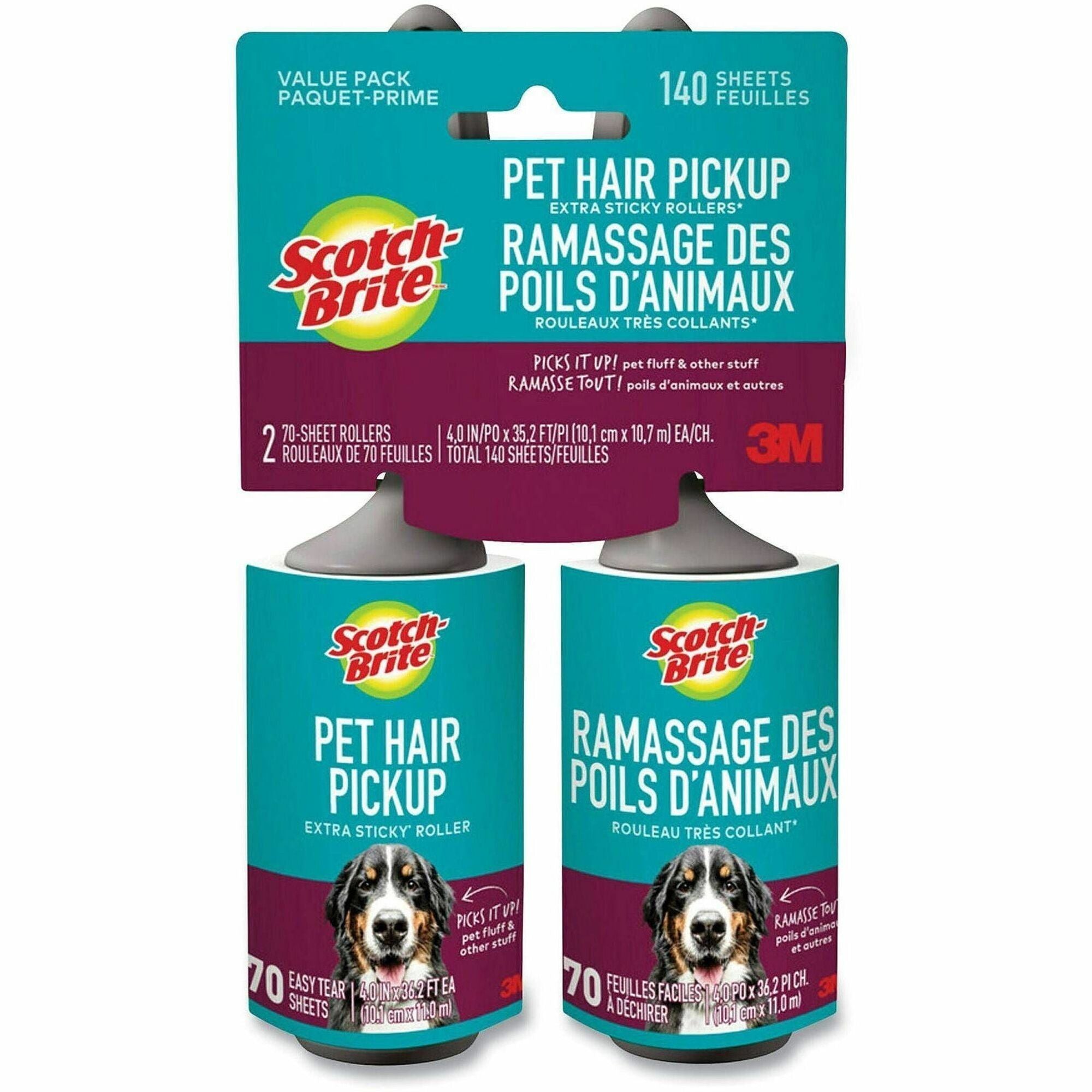Scotch-Brite Pet Hair Pickup Lint Roller, 70 Sheets per Roller, 1 Pack