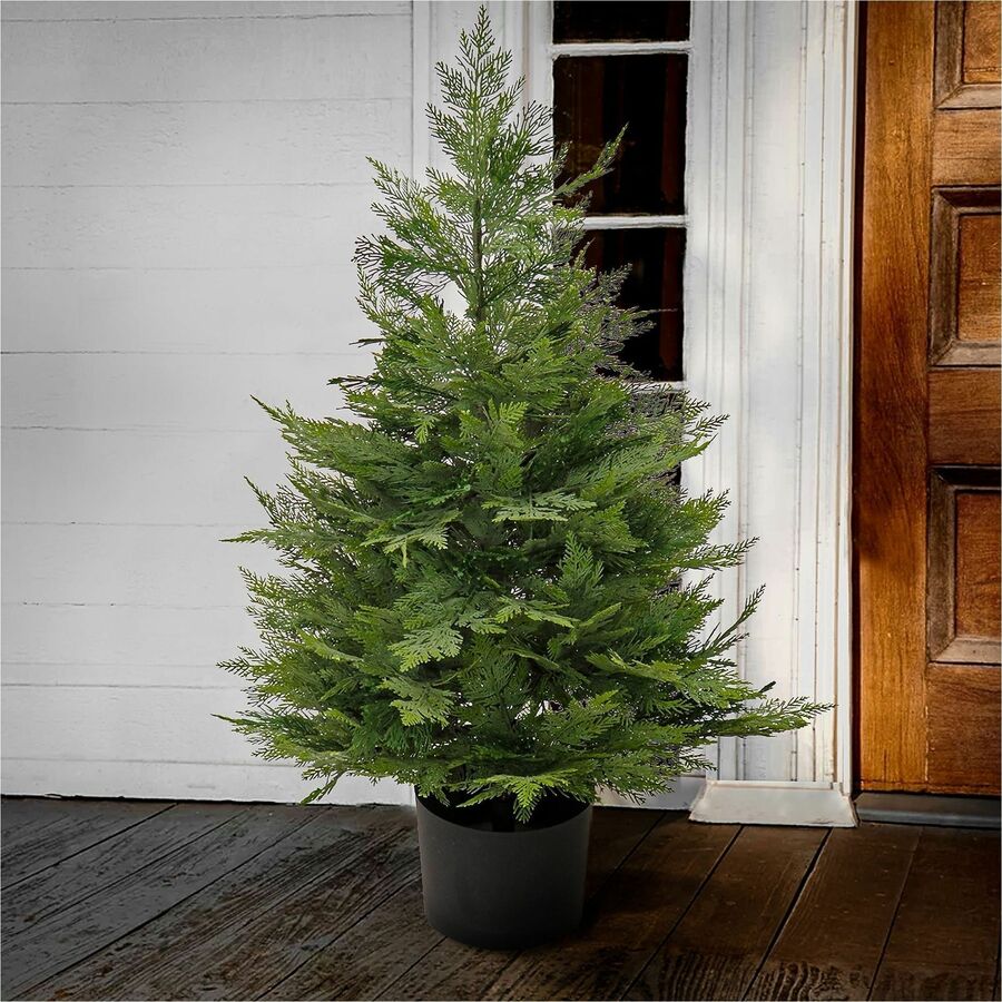 National Tree Cypress Topiary Tree, 3' Tall, Artificial, Green, 1 Each