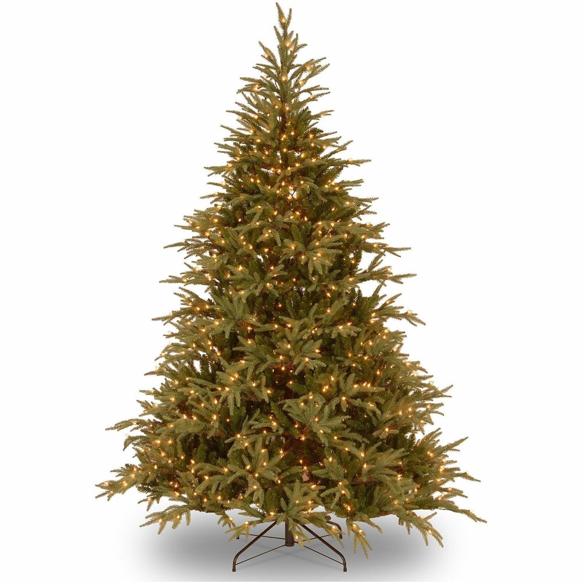 National Tree Pre-Lit Fraser Grande Christmas Tree, 7.5 ft, Green, Dual-Color 1,000 LED Lights, 65" Base, 1 Each