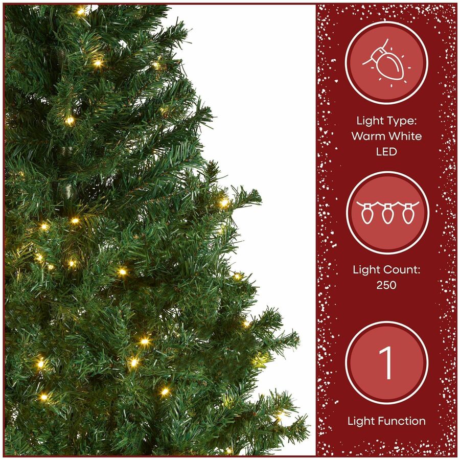 National Tree Linden Spruce Christmas Tree, 6 ft, Green, Pre-Lit with 250 Warm White LED Lights, 600 Branch Tips, Includes Sturdy Metal Folding Stand, 1 Each