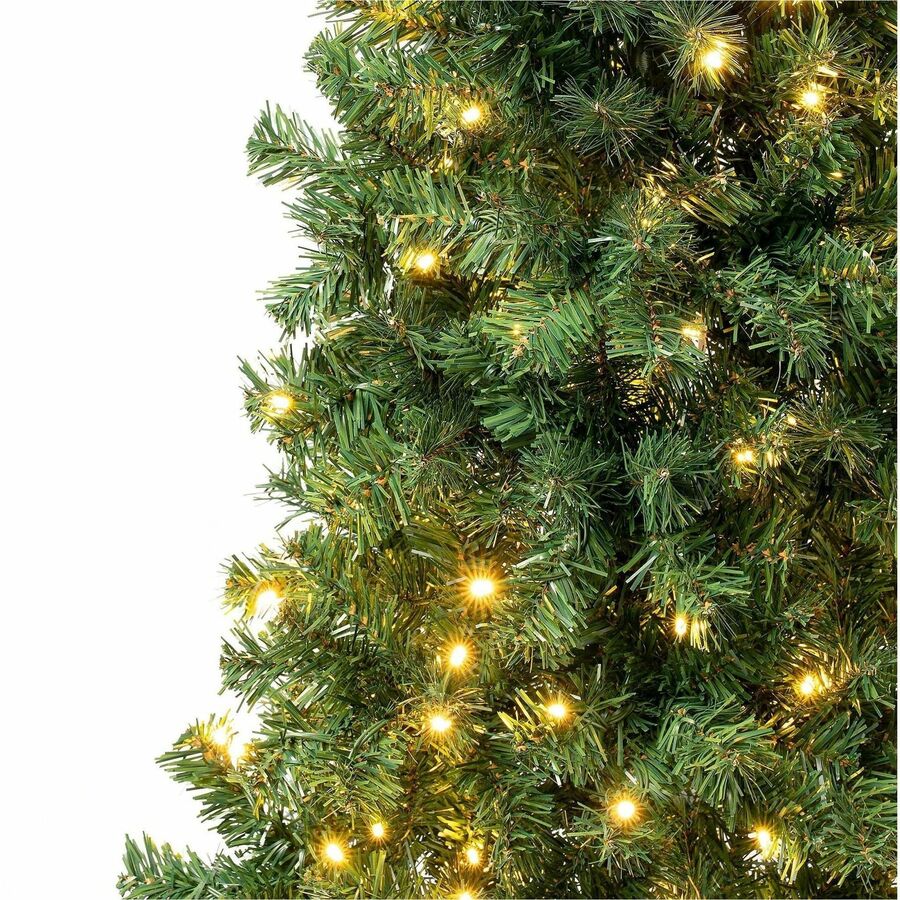 National Tree Linden Spruce Christmas Tree, 6 ft, Green, Pre-Lit with 250 Warm White LED Lights, 600 Branch Tips, Includes Sturdy Metal Folding Stand, 1 Each