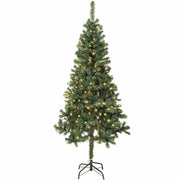 National Tree Linden Spruce Christmas Tree, 6 ft, Green, Pre-Lit with 250 Warm White LED Lights, 600 Branch Tips, Includes Sturdy Metal Folding Stand, 1 Each