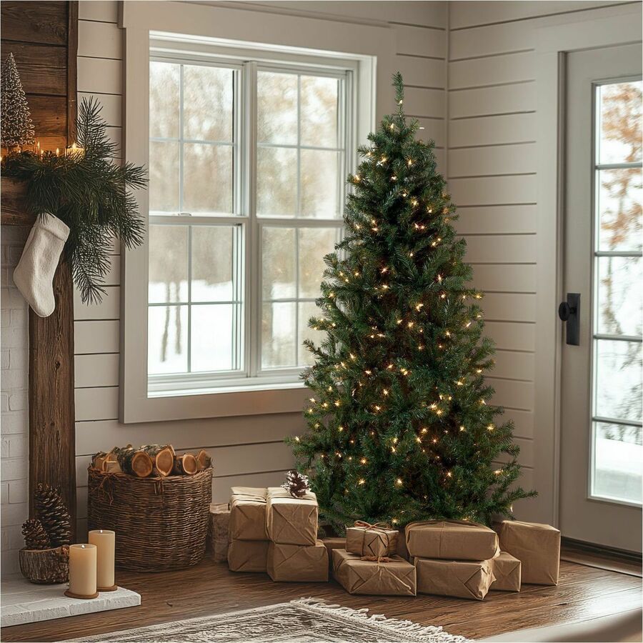 National Tree Acacia Pre-Lit Christmas Tree, 6 ft, Green, 300 Clear Lights, Includes 1 Tree with Sturdy Metal Stand