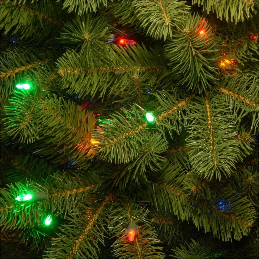 National Tree Downswept Douglas Fir Slim Christmas Tree, 90" Height, 32" Width, 350 Dual Color LED Lights, Green, 1 Each