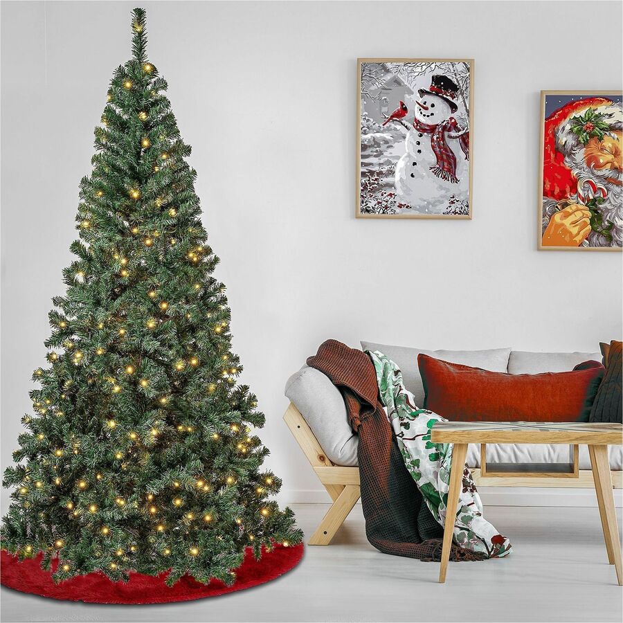 National Tree Linden Spruce Christmas Tree, 7.5 ft, Green, Pre-Lit with 400 Warm White LED Lights, 1,200 Branch Tips, Includes Sturdy Metal Folding Stand, 1 Each