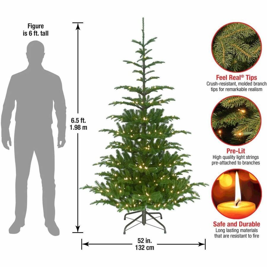 National Tree 6.5-Foot Norwegian Spruce Christmas Tree with 650 Clear Lights, Green, Includes Metal Stand, 1 Each