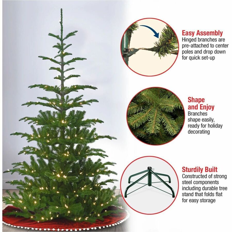 National Tree 6.5-Foot Norwegian Spruce Christmas Tree with 650 Clear Lights, Green, Includes Metal Stand, 1 Each