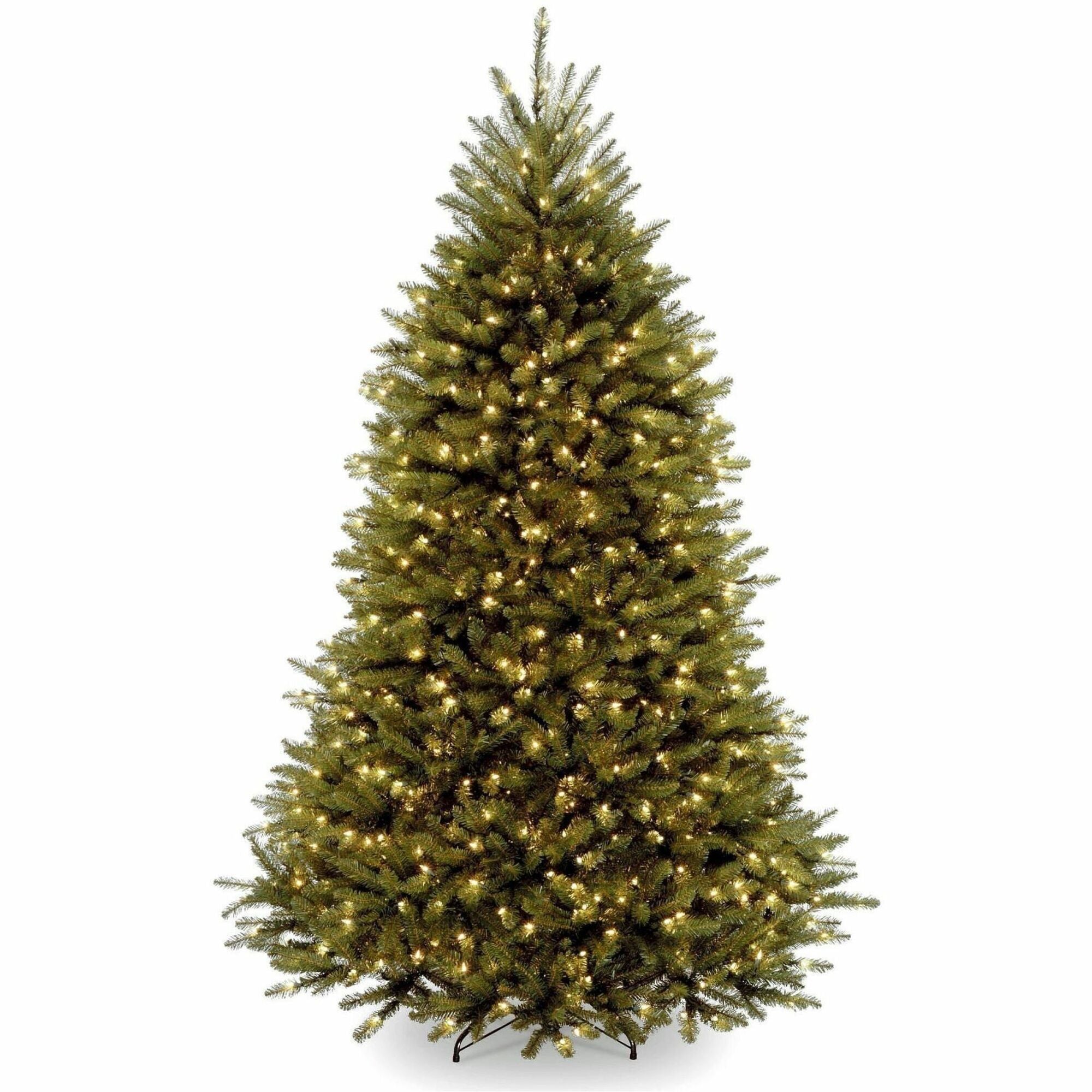 National Tree Dunhill Fir Christmas Tree, Green, 6 ft, Pre-Lit with Clear Lights, Includes Sturdy Metal Stand, 1 Each