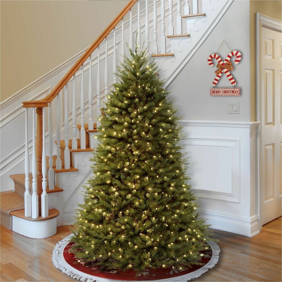 National Tree Dunhill Fir Christmas Tree, Green, 6 ft, Pre-Lit with Clear Lights, Includes Sturdy Metal Stand, 1 Each