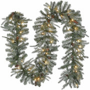 National Tree Arctic Spruce Garland, 9 ft, Green, Pre-Lit with 50 Clear Lights, Includes Pine Cones, 1 Each