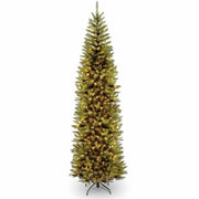 National Tree Kingswood Fir Slim Pencil Christmas Tree, 9 ft, Green, Pre-strung Clear Lights, Includes Sturdy Metal Stand, 1 Each