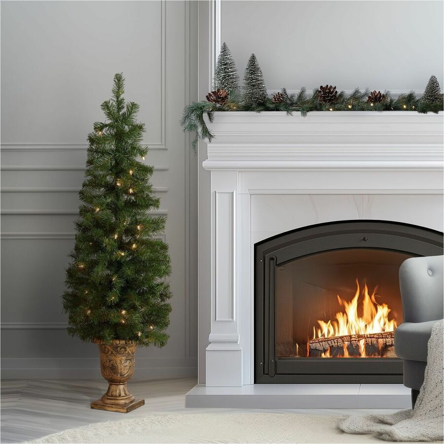 National Tree Montclair Spruce Christmas Tree, 4 ft, Green, Pre-Lit with 50 Clear Lights, Includes Decorative Urn Base, 1 Each