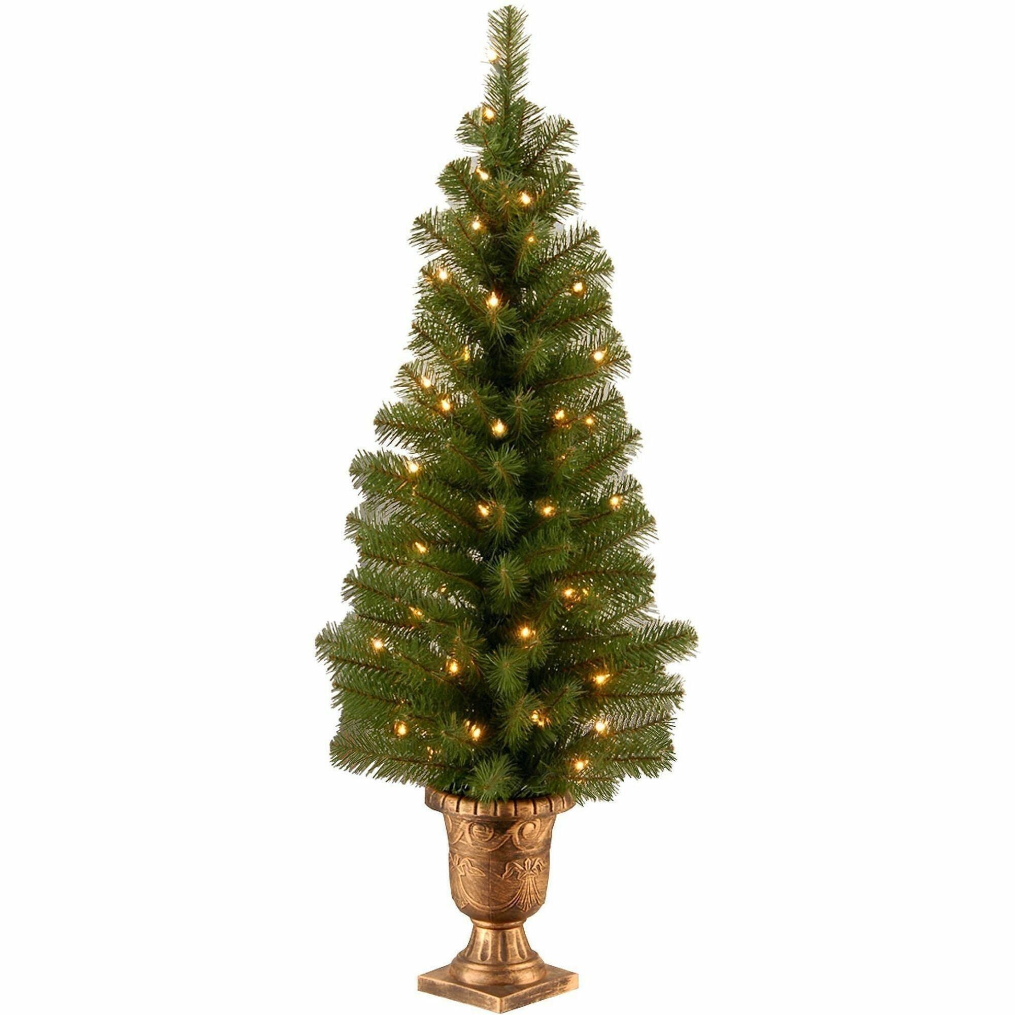 National Tree Montclair Spruce Christmas Tree, 4 ft, Green, Pre-Lit with 50 Clear Lights, Includes Decorative Urn Base, 1 Each