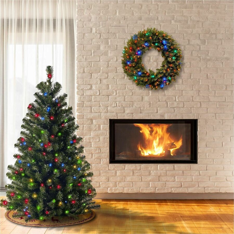 National Tree North Valley Spruce Christmas Tree, Green, 54" Height, 1 Each, Multicolor Lights, Includes Metal Stand