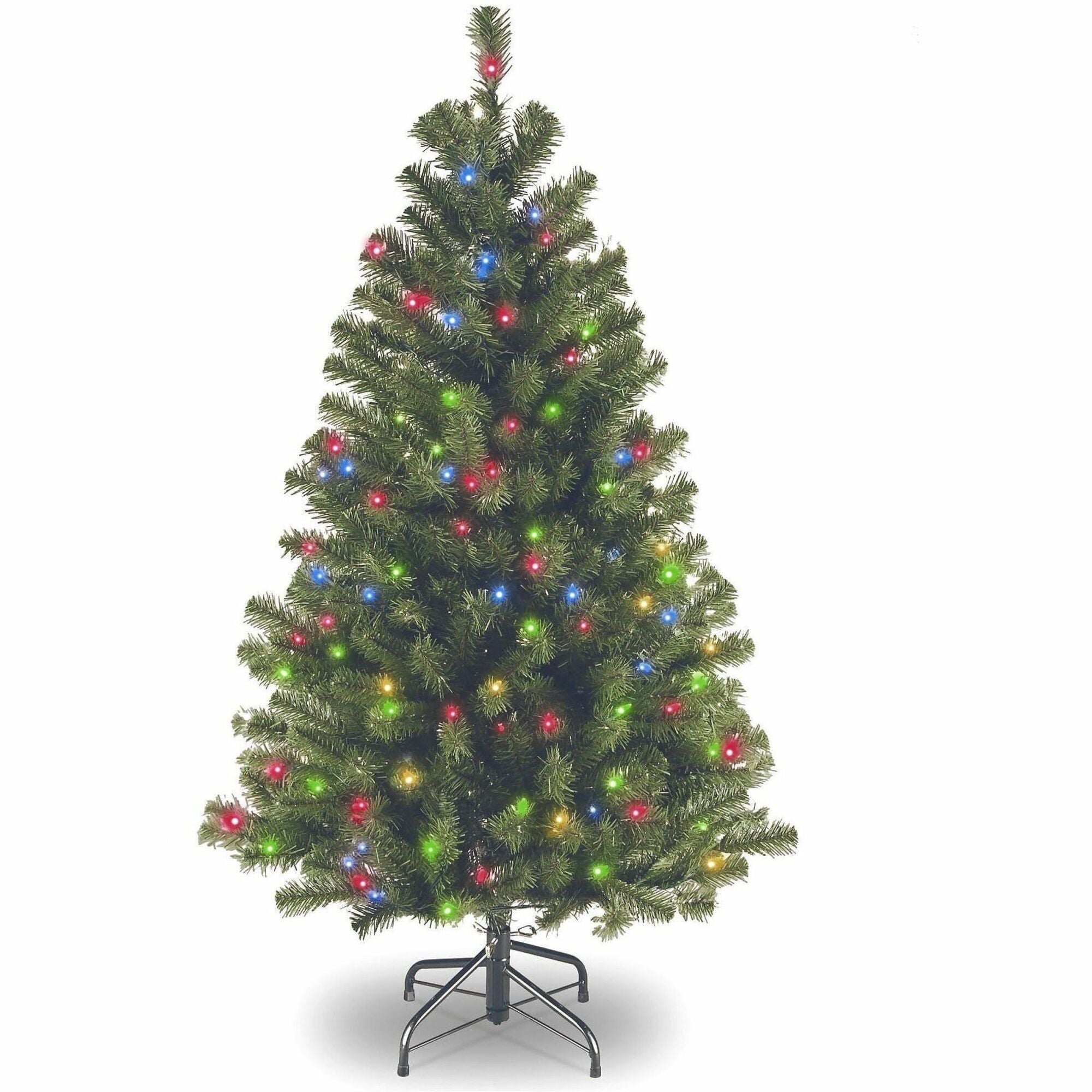 National Tree North Valley Spruce Christmas Tree, Green, 54" Height, 1 Each, Multicolor Lights, Includes Metal Stand