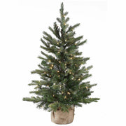 National Tree Nordic Spruce Christmas Tree, 3 ft, Green, Pre-Lit with 100 Clear Lights, Includes Sturdy Folding Metal Stand, Spare Bulbs, Fuses, and Burlap Bag Base, 1 Each