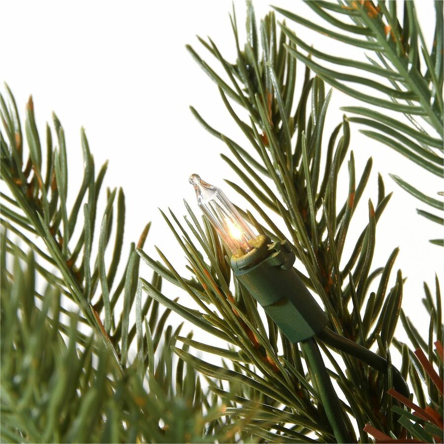 National Tree Nordic Spruce Christmas Tree, 3 ft, Green, Pre-Lit with 100 Clear Lights, Includes Sturdy Folding Metal Stand, Spare Bulbs, Fuses, and Burlap Bag Base, 1 Each