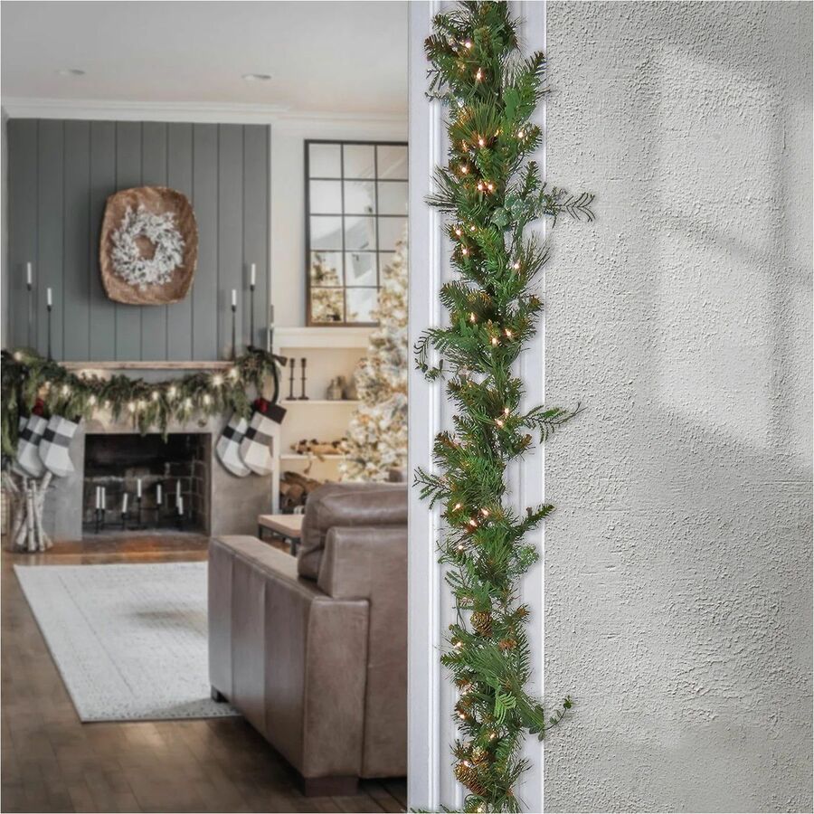 National Tree North Conway Garland, 9 ft, Green, 100 Warm White LED Lights, 1 Each