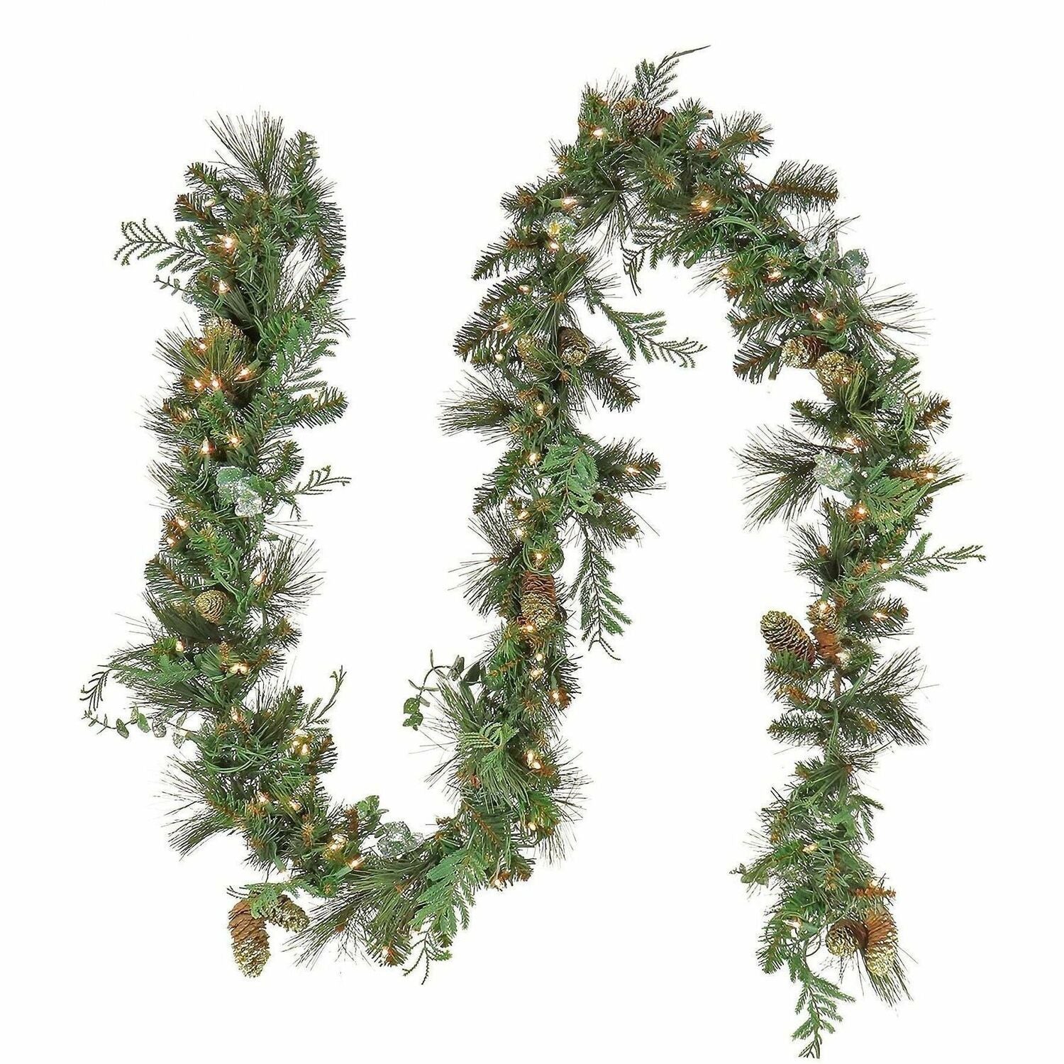 National Tree North Conway Garland, 9 ft, Green, 100 Warm White LED Lights, 1 Each