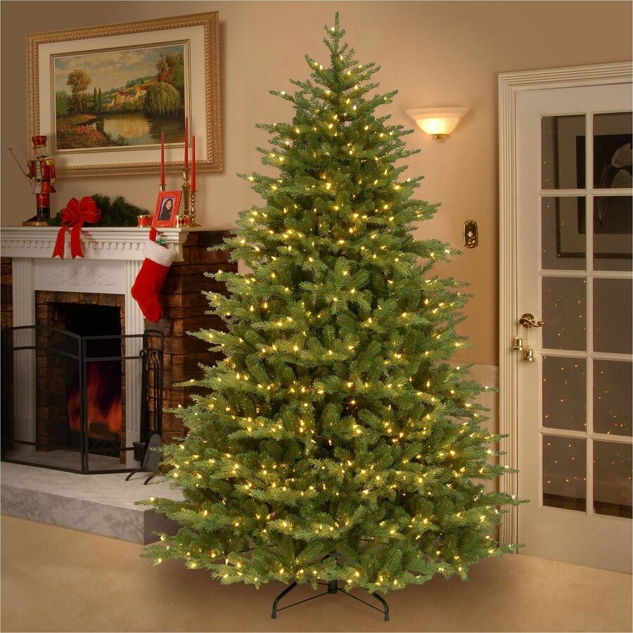 National Tree Nordic Spruce Christmas Tree, 7.5 ft, Green, 900 Clear Lights, 5,230 Branch Tips, 69" Diameter, 1 Each