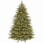 National Tree Nordic Spruce Christmas Tree, 7.5 ft, Green, 900 Clear Lights, 5,230 Branch Tips, 69" Diameter, 1 Each