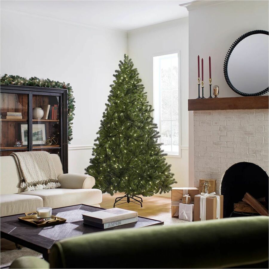 National Tree Downswept Douglas Fir Christmas Tree, 90" Height, 59" Width, Green, 750 Dual Color LED Lights, 1 Each