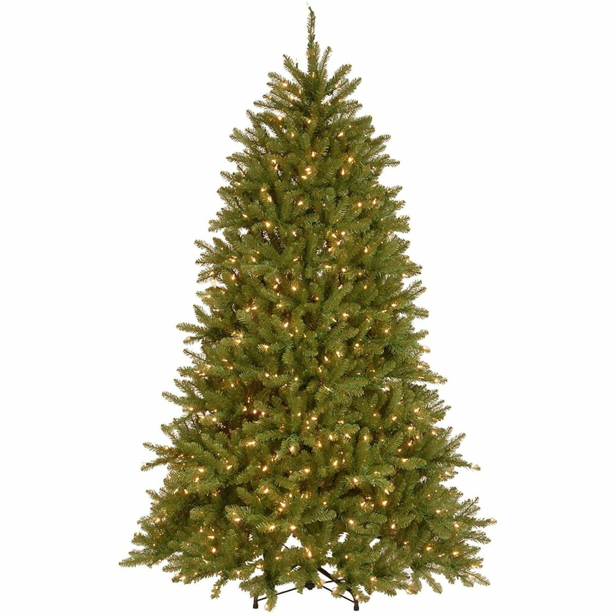 National Tree Dunhill Fir Christmas Tree, Green, 78" Height x 52" Width x 52" Depth, Dual Color LED Lights, Includes 1 Tree, Metal Stand, and Foot Pedal Switch