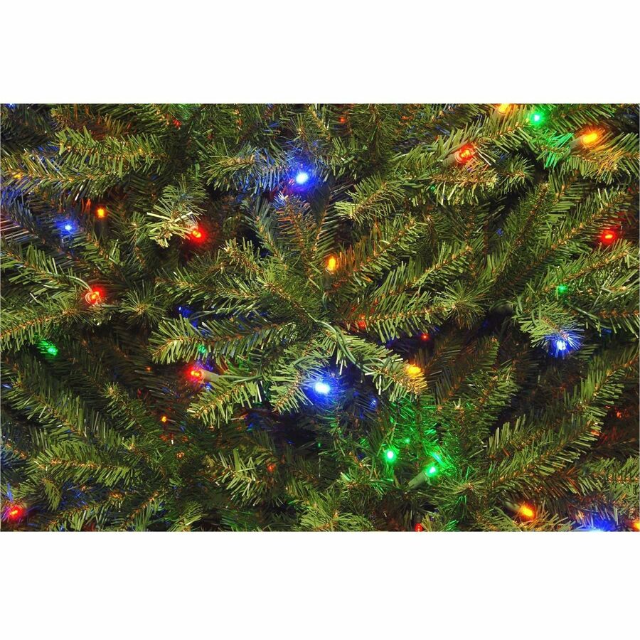 National Tree Dunhill Fir Christmas Tree, Green, 78" Height x 52" Width x 52" Depth, Dual Color LED Lights, Includes 1 Tree, Metal Stand, and Foot Pedal Switch