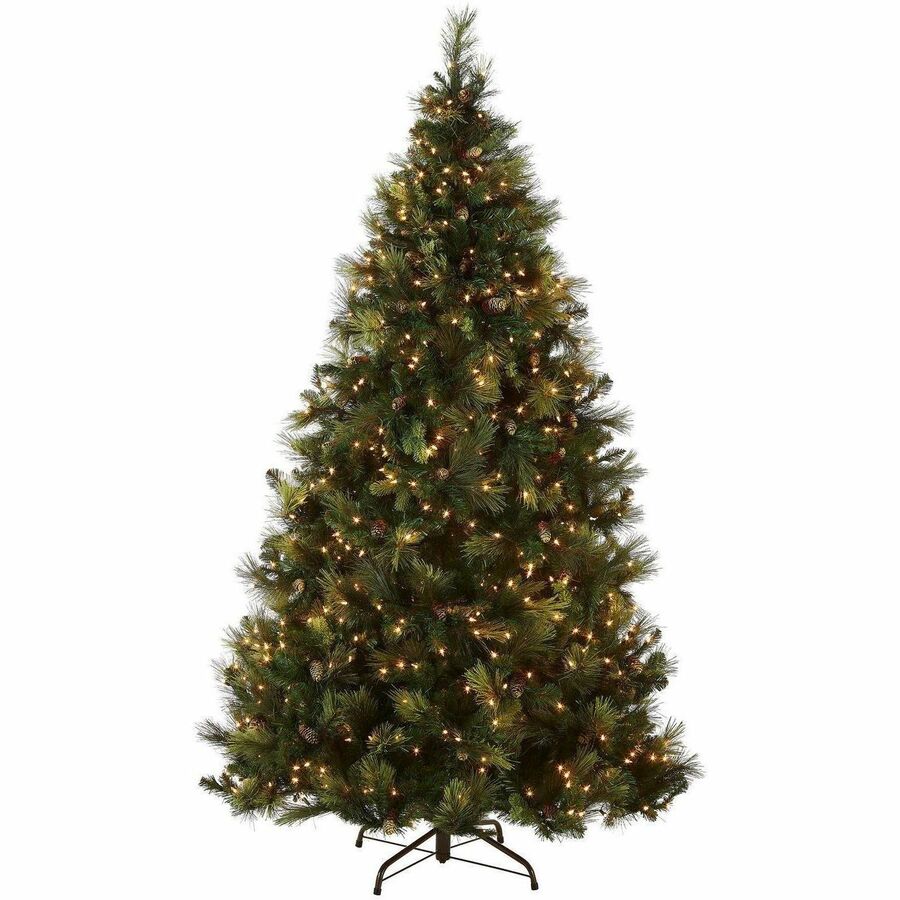 National Tree Carolina Pine Pre-Lit Christmas Tree, 7.5 ft, Green, 750 Clear Lights, Includes Metal Stand, 1 Each