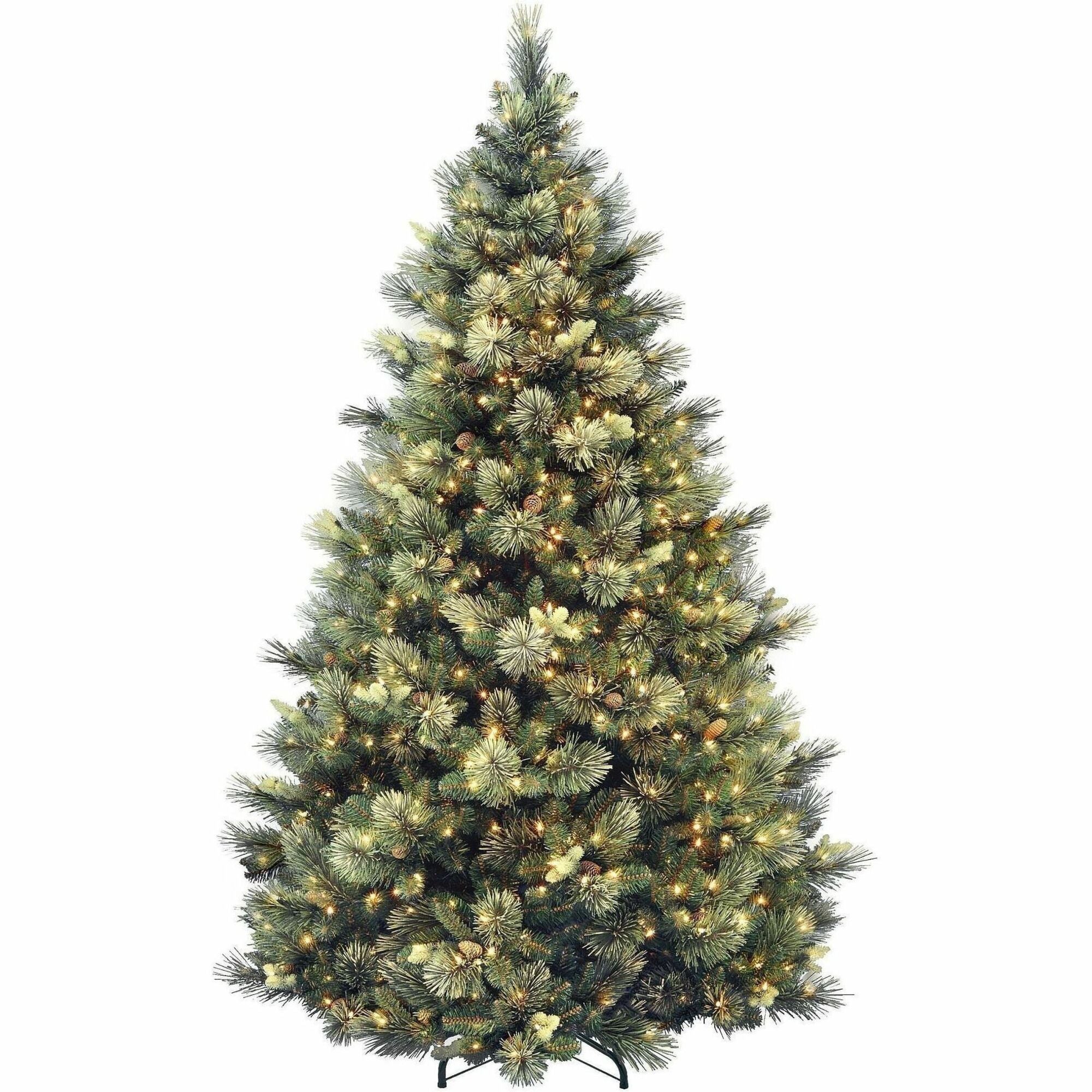 National Tree Carolina Pine Pre-Lit Christmas Tree, 7.5 ft, Green, 750 Clear Lights, Includes Metal Stand, 1 Each