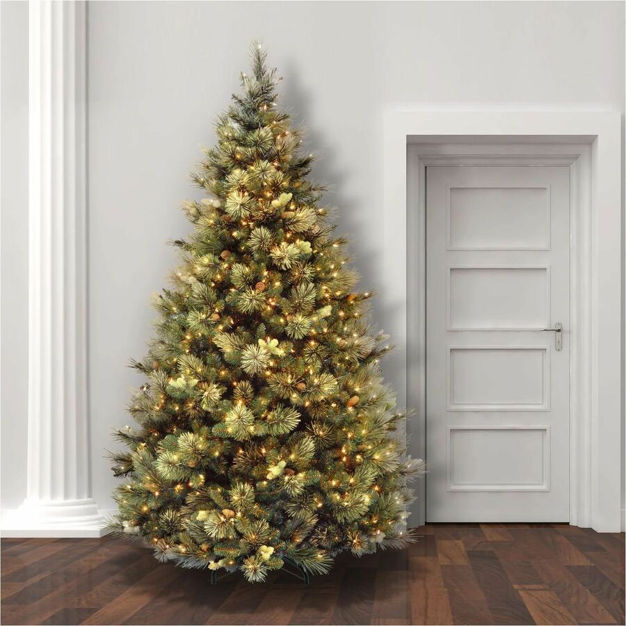 National Tree Carolina Pine Pre-Lit Christmas Tree, 7.5 ft, Green, 750 Clear Lights, Includes Metal Stand, 1 Each