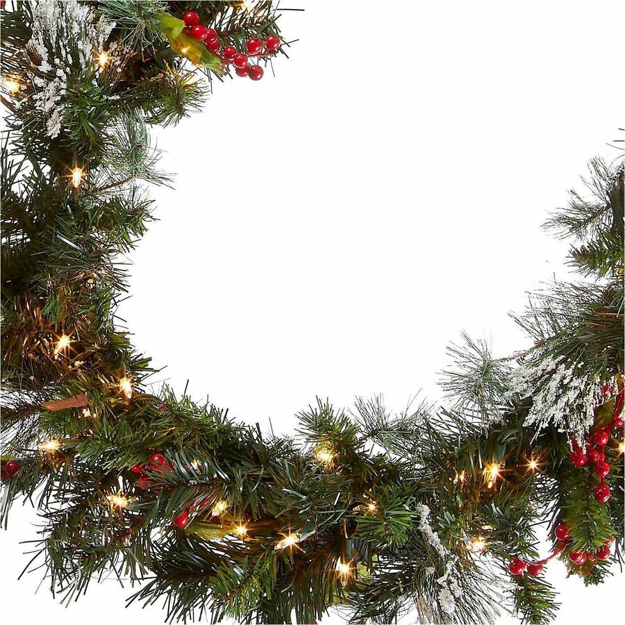 National Tree Wintry Pine Garland, 9 ft, Green, Pre-Lit with 100 Clear Lights, Includes Spare Bulbs and Fuses, 1 Each