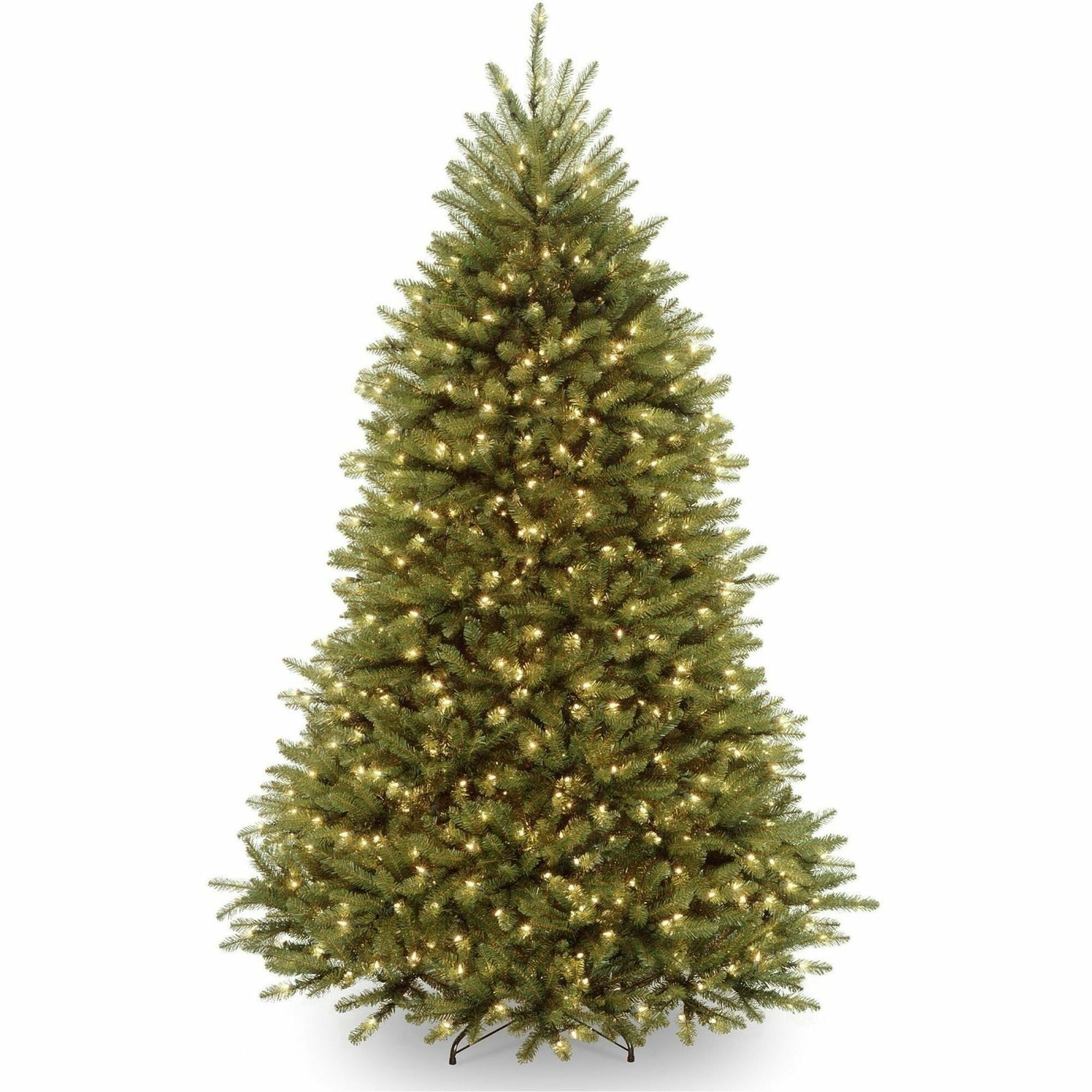National Tree Dunhill Fir Christmas Tree, 7 ft, Green, Pre-Lit Dual Color LED Lights, Includes Foot Pedal and Sturdy Metal Stand, 1 Each