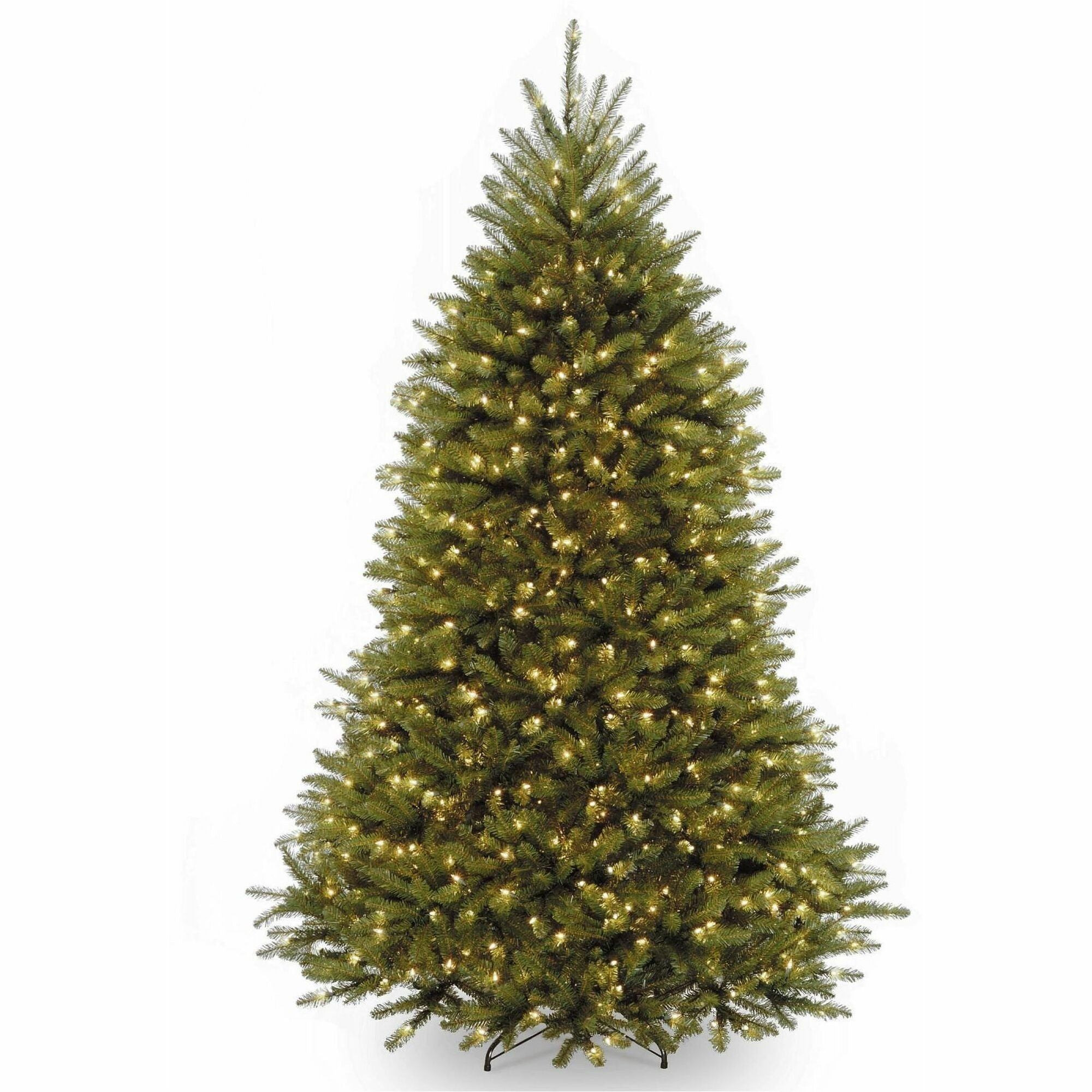 National Tree Dunhill Fir Christmas Tree, Green, 7.5 ft, Pre-Lit with White LED Lights, Includes Sturdy Metal Stand, 1 Each