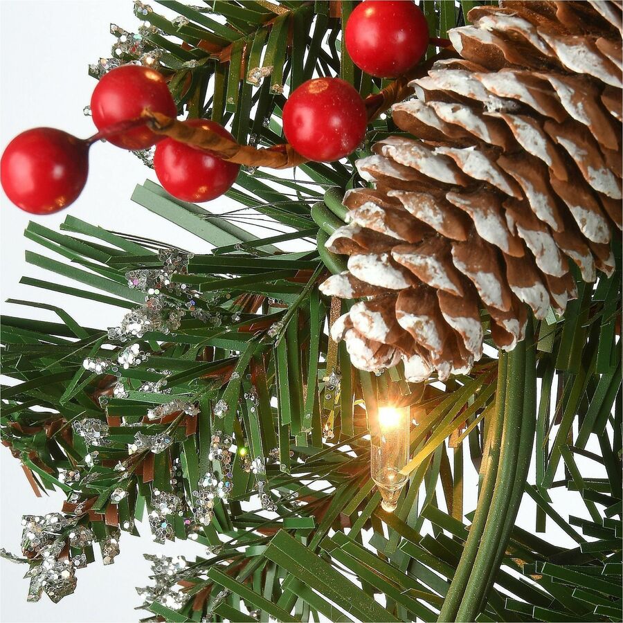National Tree Glittery Mountain Spruce Garland, Green, 108" x 10" x 4", 50 Clear Lights, 1 Each, Christmas Theme