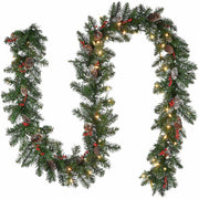 National Tree Glittery Mountain Spruce Garland, Green, 108" x 10" x 4", 50 Clear Lights, 1 Each, Christmas Theme