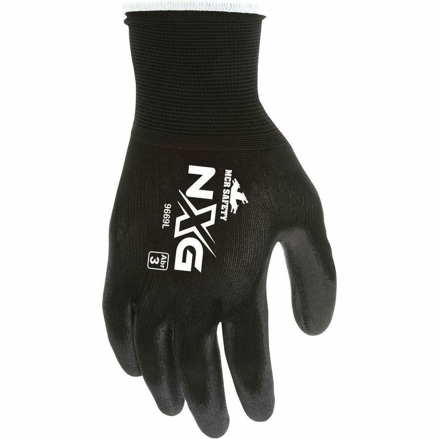 MCR Safety 9669 NXG Gloves, X-Large, Black, Polyurethane, Touchscreen Capable, Ergonomic, Fatigue-Free, 1 Dozen