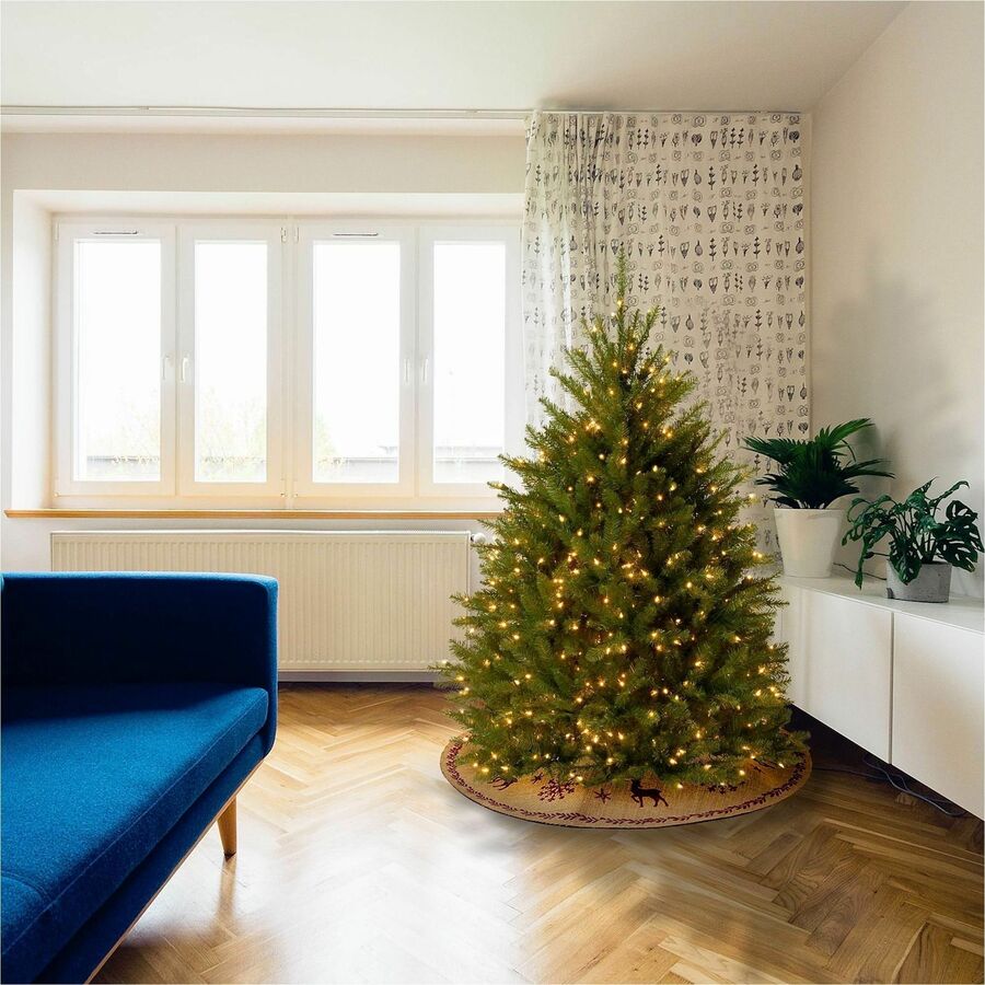 National Tree Dunhill Fir Christmas Tree, Green, 48" Height x 35" Width, Pre-strung Clear Lights, 1 Each