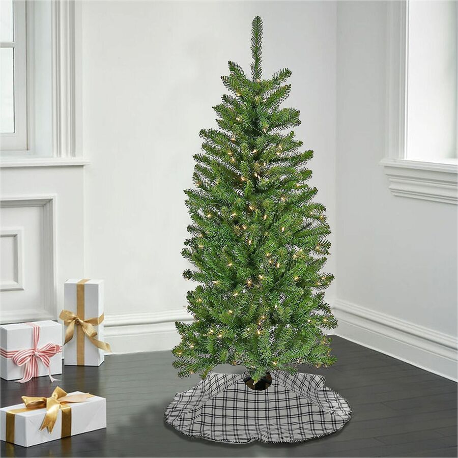 National Tree Kingswood Fir Slim Pencil Christmas Tree, Green, 54" Height x 24" Width, Pre-strung Clear Lights, Includes 1 Tree with Sturdy Metal Stand, Spare Bulbs and Fuses