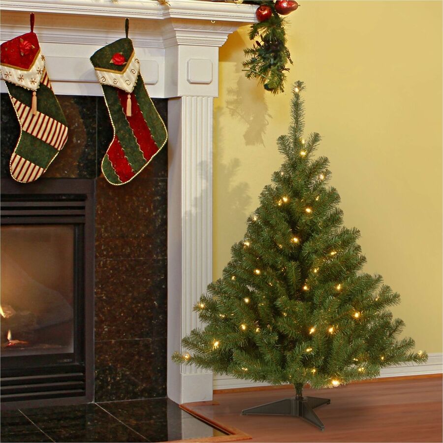National Tree Kincaid Spruce Christmas Tree, 4 ft, Green, Pre-lit with 100 Clear Lights, Includes Metal Stand, 1 Each