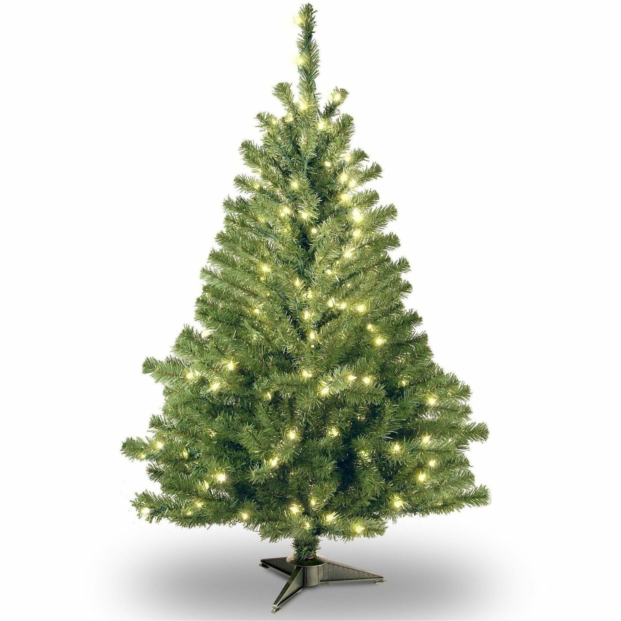 National Tree Kincaid Spruce Christmas Tree, 4 ft, Green, Pre-lit with 100 Clear Lights, Includes Metal Stand, 1 Each