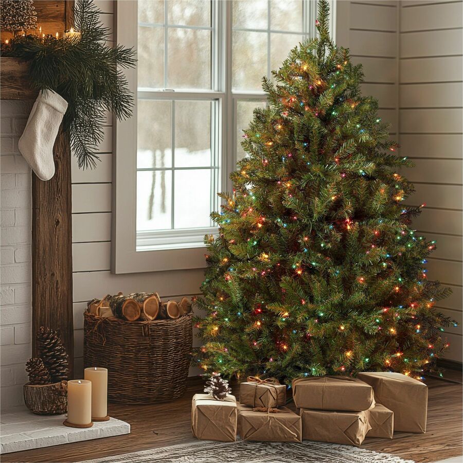 National Tree Dunhill Fir Christmas Tree, 54" Height, Green, Pre-lit Multicolor LED Lights, Includes 1 Tree, Metal Stand, Spare Bulbs and Fuses