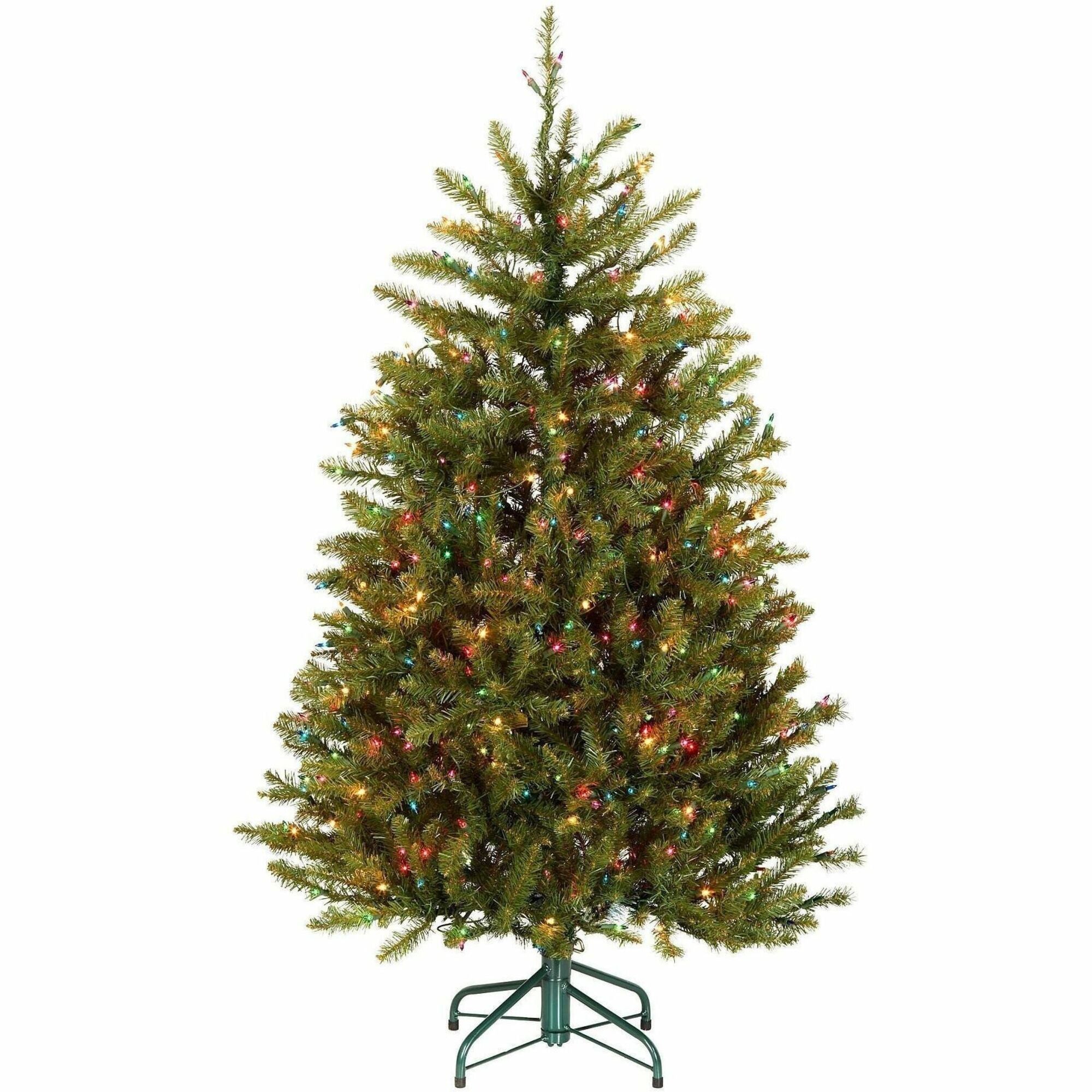 National Tree Dunhill Fir Christmas Tree, 54" Height, Green, Pre-lit Multicolor LED Lights, Includes 1 Tree, Metal Stand, Spare Bulbs and Fuses