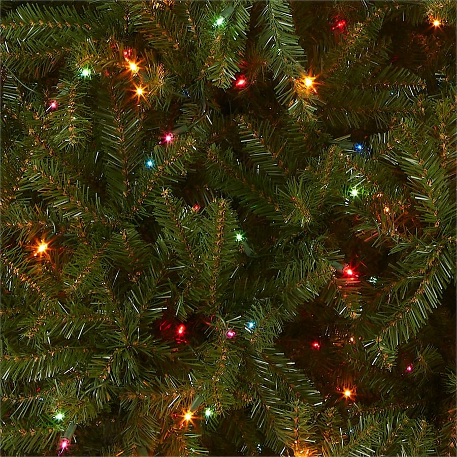 National Tree Dunhill Fir Christmas Tree, 78" Height x 53" Width, Green with Multicolor LED Lights, Includes 1 Tree, Metal Stand, Spare Bulbs and Fuses