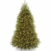 National Tree Dunhill Fir Christmas Tree, Green, 7 ft, Pre-lit with Clear LED Lights, Includes 1 Tree, Metal Stand, Spare Bulbs and Fuses